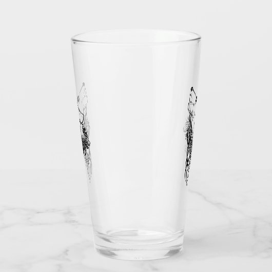 Tribal Black Wolf Howl Glas (Links)