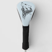 Tribal Black Wolf Howl Golfheadcover (Voorkant)
