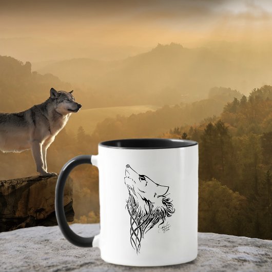 Tribal Black Wolf Howl Mok