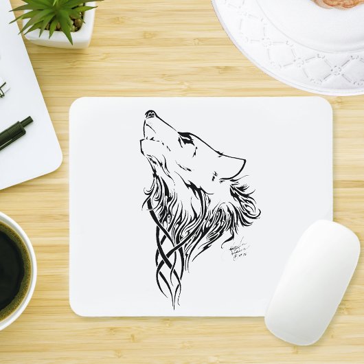 Tribal Black Wolf Howl Muismat