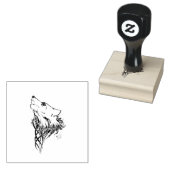 Tribal Black Wolf Howl Rubberstempel (Gestempeld)