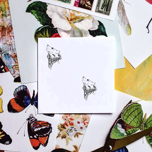 Tribal Black Wolf Howl Rubberstempel