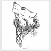 Tribal Black Wolf Howl Sticker (Vel)