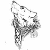 Tribal Black Wolf Howl Sticker (Voorkant)
