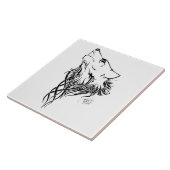 Tribal Black Wolf Howl Tegeltje (Zijkant)
