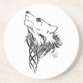 Tribal Black Wolf Howl Zandsteen Onderzetter (Voorkant)