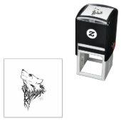 Tribal Black Wolf Howl Zelfinktende Stempel (In situ)