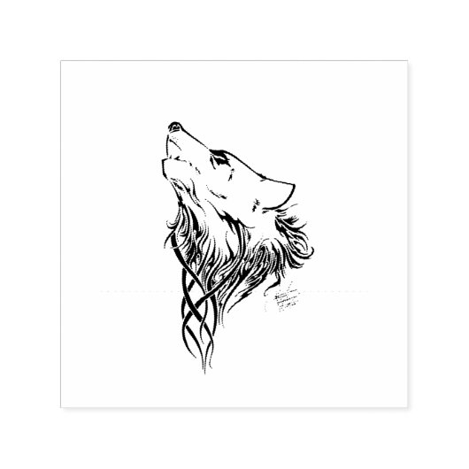 Tribal Black Wolf Howl Zelfinktende Stempel (Design)