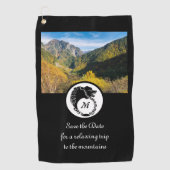 Tribal Black Wolf Silhouette Laurel Monogram Foto Golfhanddoek (Voorkant)