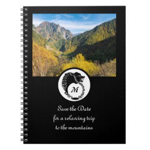 Tribal Black Wolf Silhouette Laurel Monogram Foto Notitieboek