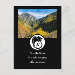 Tribal Black Wolf Silhouette Laurel Monogram Foto Uitnodiging Briefkaart