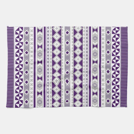 Tribal Blanket Pattern Paars Grey Theedoek (Horizontaal)