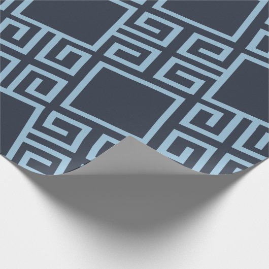 Tribal Blauw Wit Minimaal Patroon Cadeaupapier (Hoek)