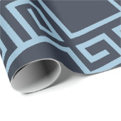 Tribal Blauw Wit Minimaal Patroon Cadeaupapier (Rol Hoek)