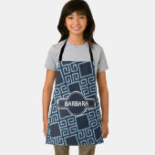 Tribal Blauw Wit Minimaal Patroon Schort (Insitu)