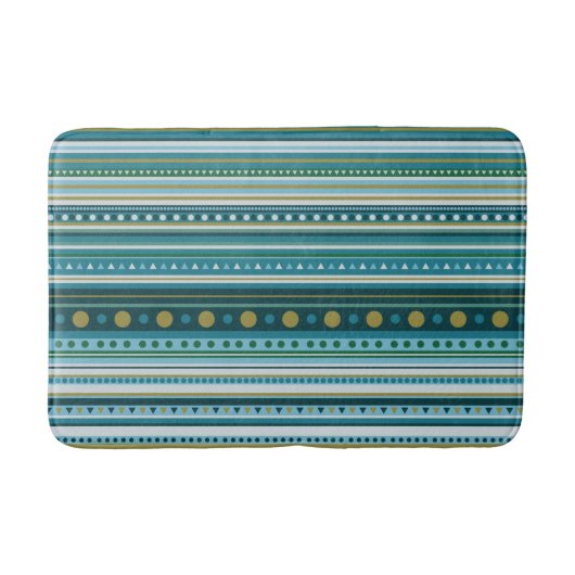 Tribal Blauwgroen Blauw Groene Stripes Pattern Bat Badmat (Voorkant)