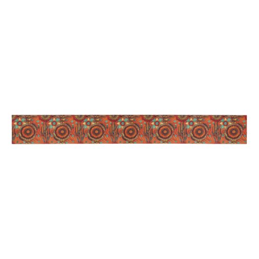 Tribal Blauwgroen "ingewikkelde echo's" Artful Gro Grosgrain Lint (Voorkant)