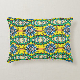 Tribal bloemenmotief, , met de hand getekend. accent kussen