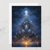 Tribal Blue Abstracte kerstboomkaarten Feestdagenkaart (Voorkant / Achterkant)