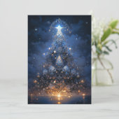 Tribal Blue Abstracte kerstboomkaarten Feestdagenkaart (Staand voorkant)