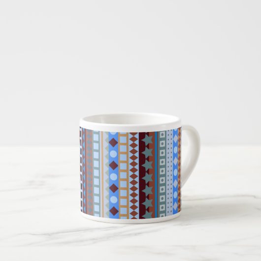 Tribal Blue Aztec ZigZag Southwestern Stripes Espresso Kop (Voorkant rechts)