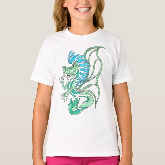Tribal Blue Dragon T-shirt (Voorkant)