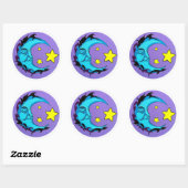 Tribal Blue Moon met drie gele sterren Ronde Sticker (Vel)