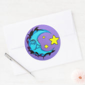Tribal Blue Moon met drie gele sterren Ronde Sticker (Envelop)