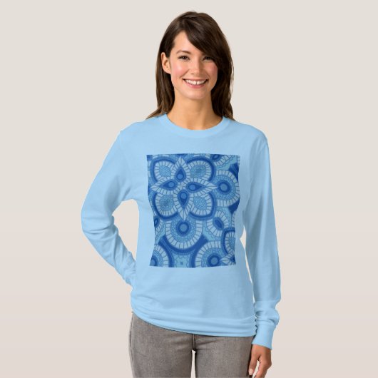 Tribal Blue Tegels vrouw zweet Shirt (Voorkant volledig)
