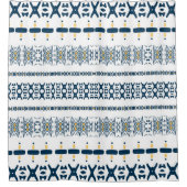 Tribal Blue White Mudcloth Douchegordijn (Voorkant)