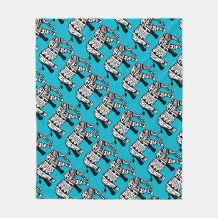 Tribal Bohemian Elephants Custom Fleece Blanket