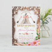 Tribal Boho Baby shower Invitation Floral Teepee Kaart (Staand voorkant)