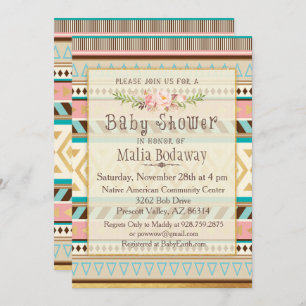 Tribal Boho Baby shower Invitation Kaart