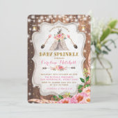 Tribal Boho Baby Sprinkle Noite Pink Floral Tipi Kaart (Staand voorkant)