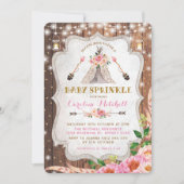 Tribal Boho Baby Sprinkle Noite Pink Floral Tipi Kaart (Voorkant)