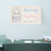 Tribal Boho Dream Catcher Baby blauw en roze Spandoek (Beurs)