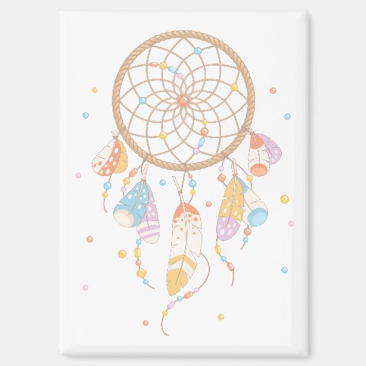 Tribal Boho Dreamcatcher op witte V2 Magneet (Voorkant)