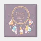 Tribal Boho Dreamweaver New Baby Keepomwille Paars Magneet (Voorkant)