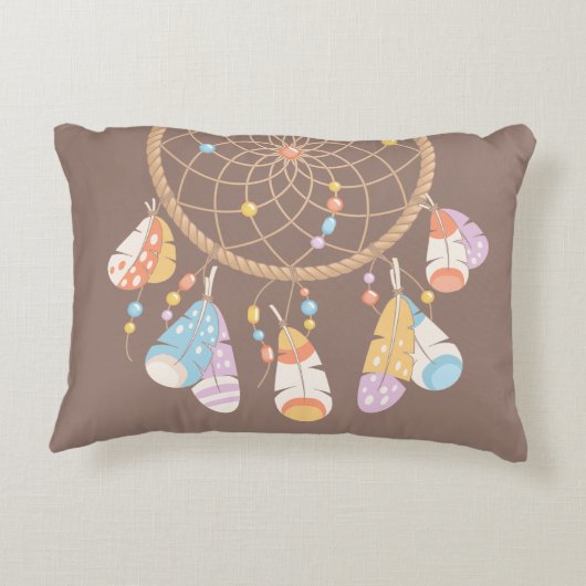 Tribal Boho Dreamweaver op Brown Accent Kussen (Achterkant)