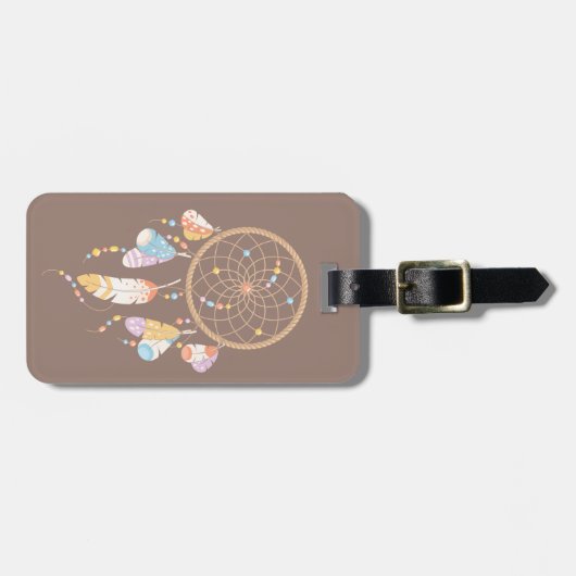 Tribal Boho Dreamweaver op Brown Bagagelabel (Voorkant horizontaal)