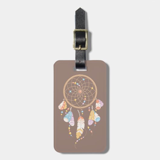Tribal Boho Dreamweaver op Brown Bagagelabel (Voorkant verticaal)