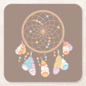 Tribal Boho Dreamweaver op Brown Kartonnen Onderzetters (Voorkant)