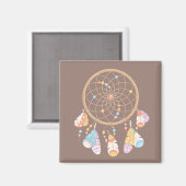 Tribal Boho Dreamweaver op Brown Magneet (Voorkant / Achterkant)