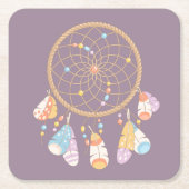 Tribal Boho Dreamweaver op Paars Kartonnen Onderzetters (Voorkant)