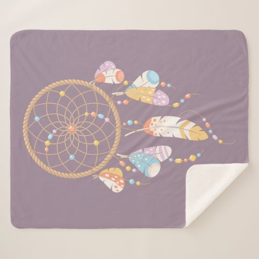 Tribal Boho Dreamweaver op Paars Sherpa Deken (Voorkant (horizontaal))