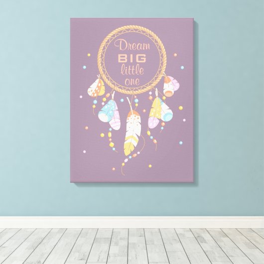 Tribal Boho Dreamweaver op Paarse prijsopgave Canvas Afdruk (Insitu (Houten vloer))