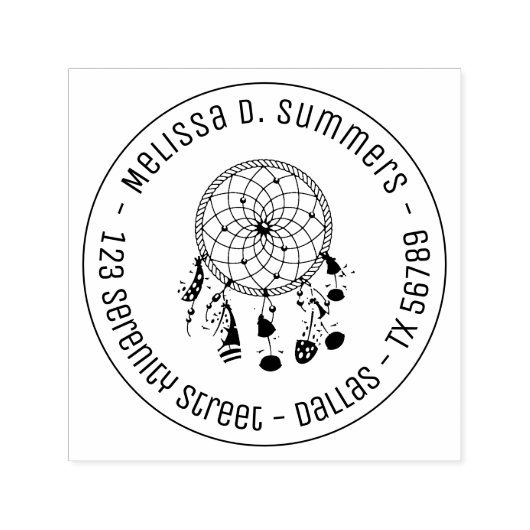 Tribal Boho Dreamweaver Round Address 1 Zelfinktende Stempel (Design)