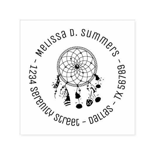 Tribal Boho Dreamweaver Round Address 2 Zelfinktende Stempel (Design)