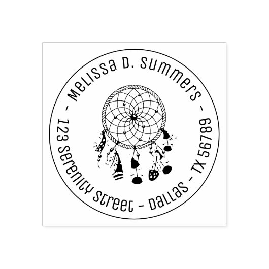 Tribal Boho Dreamweaver Round Address 3 Rubberstempel (Afrduk)