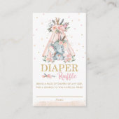 Tribal Boho Elephant Floral Diaper Raffle Ticket  Informatiekaartje (Voorkant)